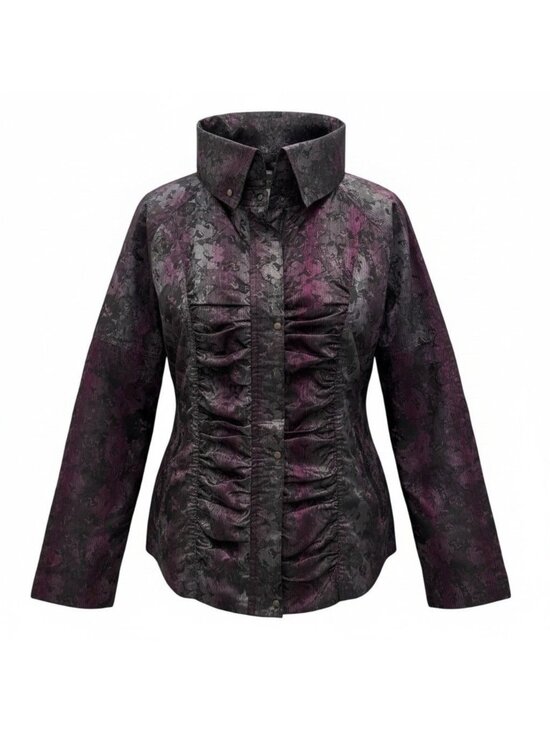 Picadilly Jackets & Blazers - Womens Ruched Jacket Size Large Metallic Purple & Black Picadilly Fashions